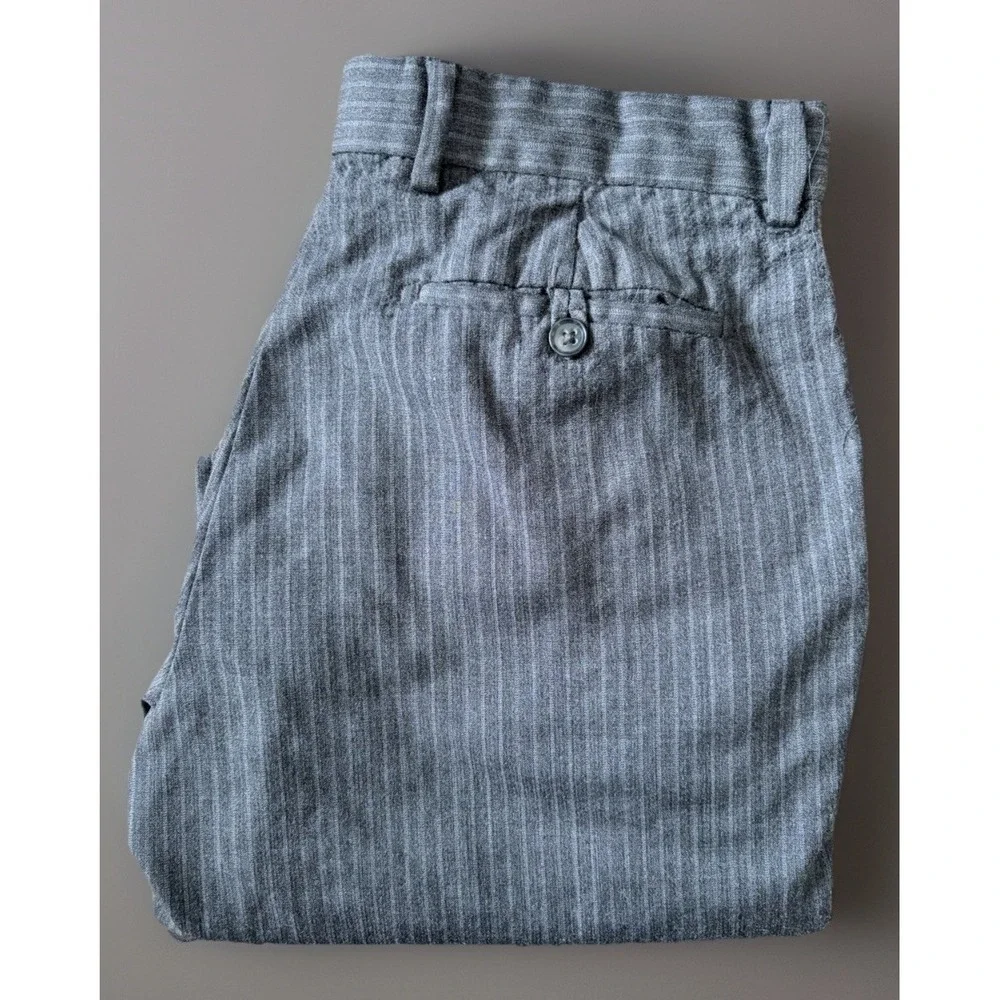 Banana Republic Chino Pants Trousers Modern Fit Gray Pinstripe Wool 33x32 JBHS